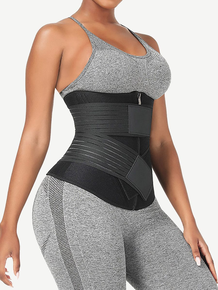 Wholesale Neoprene  Fat Burning Breathable Long Waist Trainer Double Elastic Waistbands Waist Trainer