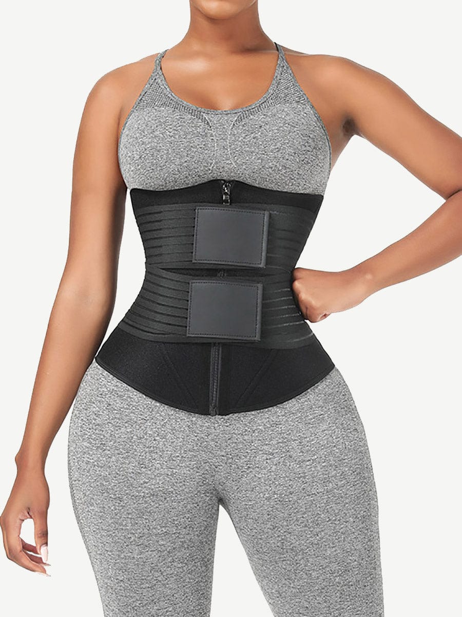 Wholesale Neoprene  Fat Burning Breathable Long Waist Trainer Double Elastic Waistbands Waist Trainer